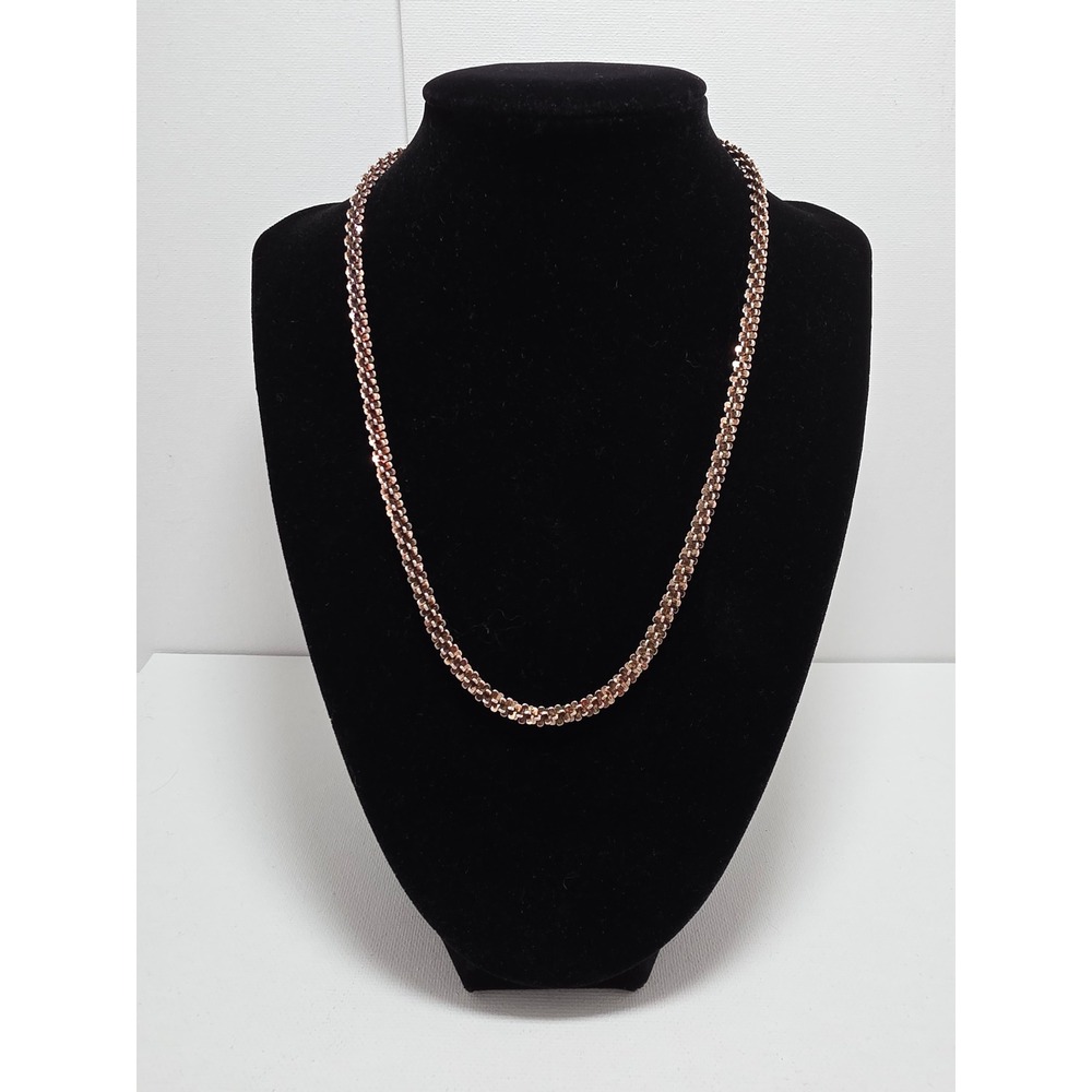 Vintage KC Italy 925 Sterling Silver Rose Gold Wash Popcorn Chain Necklace 18in